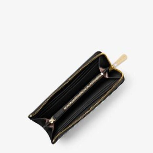 Michael Kors Large Black Leather Quarter-Zip Wallet NWT - Picture 2 of 5